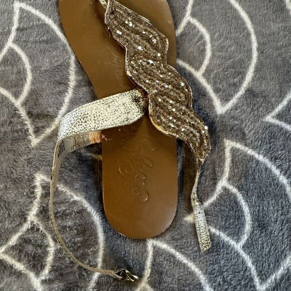 Naughty Monkey Tan Leather Open Toe Thong Sandals Women's Sz 9.5 - Picture 12 of 15